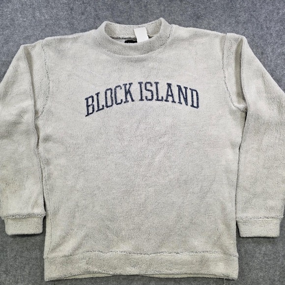 VTG Block Island Austins Inc Sweatshirt Mens Medium Gray Terry Cloth Pullover - Picture 3 of 13